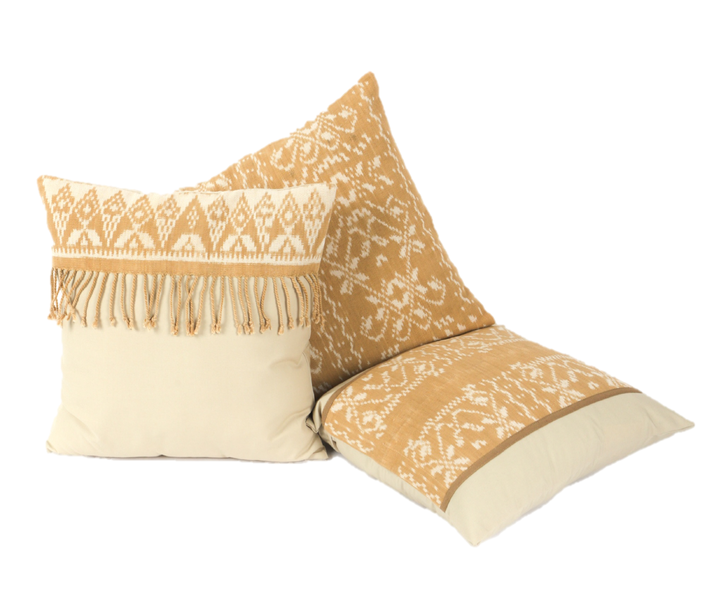 Ikat cushion set in sand and cream